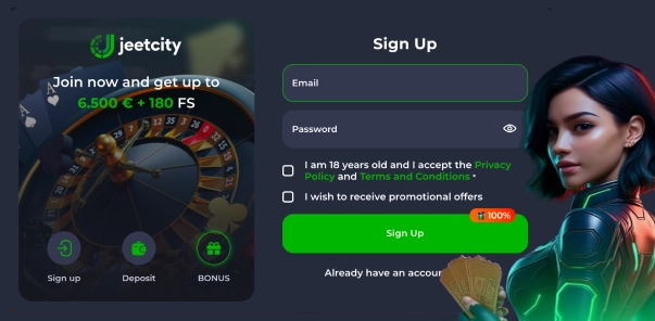 Screenshot showing the JeetCity game lobby interface on a mobile device
